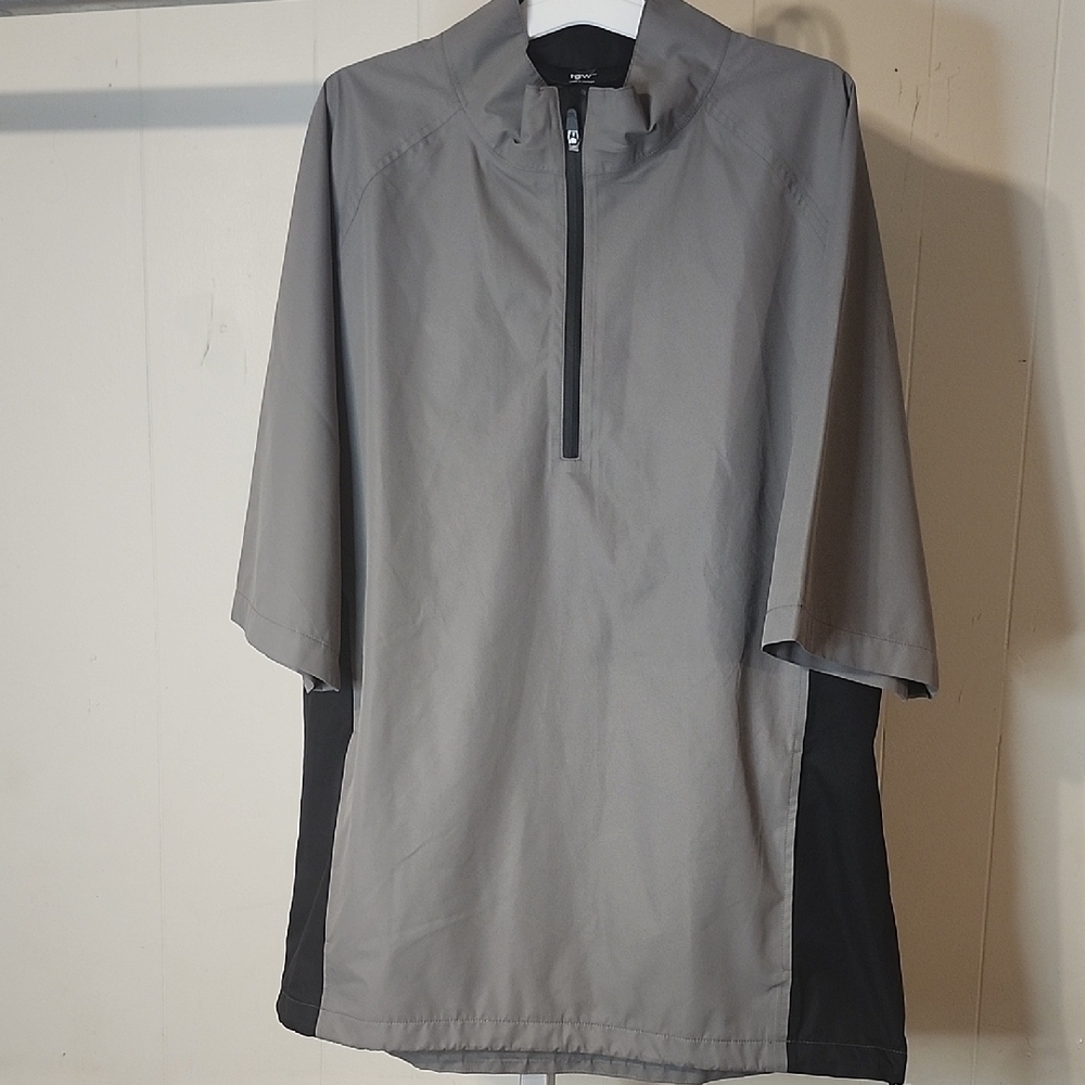 Gray and Black Windbreaker with Mock Neck and Lightweight Design Tgw
